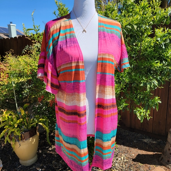 Ruffle Short Sleeve Open Cardigan - Picture 4 of 9